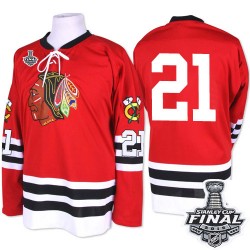 Adult Authentic Chicago Blackhawks Stan Mikita Red 1960-61 Throwback 2015 Stanley Cup Official Mitchell and Ness Jersey