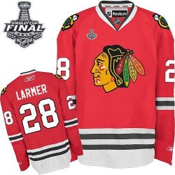 Adult Authentic Chicago Blackhawks Steve Larmer Red Home 2015 Stanley Cup Official Reebok Jersey