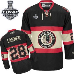 Adult Premier Chicago Blackhawks Steve Larmer Black New Third 2015 Stanley Cup Official Reebok Jersey