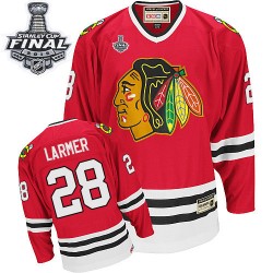 Adult Authentic Chicago Blackhawks Steve Larmer Red Throwback 2015 Stanley Cup Official CCM Jersey