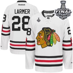 Adult Authentic Chicago Blackhawks Steve Larmer White 2015 Winter Classic 2015 Stanley Cup Official Reebok Jersey