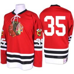 Adult Premier Chicago Blackhawks Tony Esposito Red 1960-61 Throwback Official Mitchell and Ness Jersey