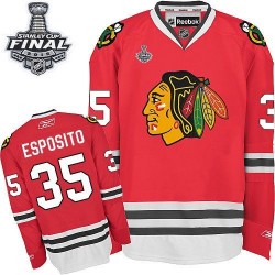 Adult Authentic Chicago Blackhawks Tony Esposito Red Home 2015 Stanley Cup Official Reebok Jersey