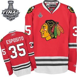 Adult Premier Chicago Blackhawks Tony Esposito Red Home 2015 Stanley Cup Official Reebok Jersey