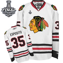 Adult Authentic Chicago Blackhawks Tony Esposito White Away 2015 Stanley Cup Official Reebok Jersey
