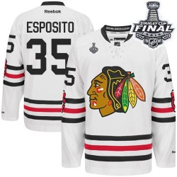 Adult Authentic Chicago Blackhawks Tony Esposito White 2015 Winter Classic 2015 Stanley Cup Official Reebok Jersey