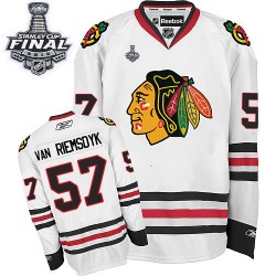 Adult Authentic Chicago Blackhawks Trevor Van Riemsdyk White Away 2015 Stanley Cup Official Reebok Jersey
