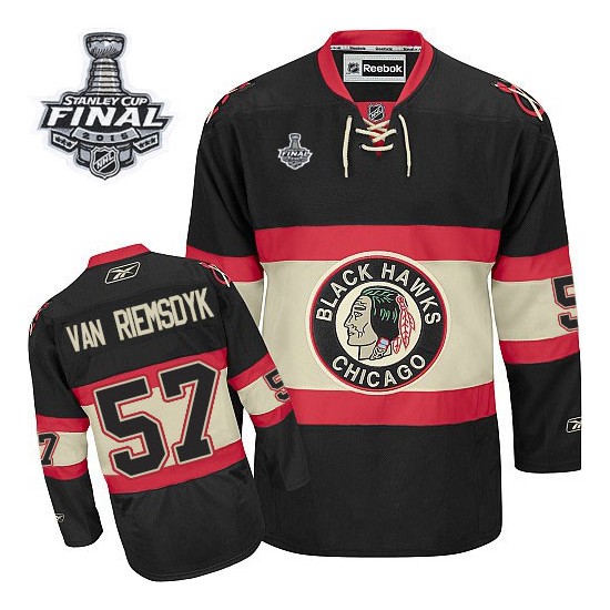 Adult Premier Chicago Blackhawks Trevor Van Riemsdyk Black New Third 2015 Stanley Cup Official Reebok Jersey