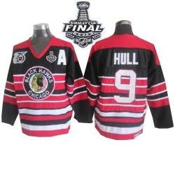 Adult Authentic Chicago Blackhawks Bobby Hull Red/Black Throwback 75TH 2015 Stanley Cup Official CCM Jersey