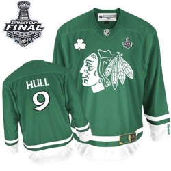 Adult Premier Chicago Blackhawks Bobby Hull Green St Patty's Day 2015 Stanley Cup Official Reebok Jersey