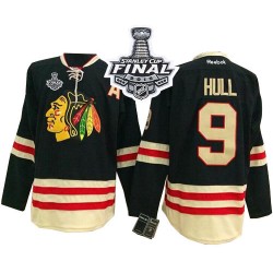 Adult Authentic Chicago Blackhawks Bobby Hull Black 2015 Winter Classic 2015 Stanley Cup Official Reebok Jersey