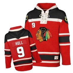 Chicago Blackhawks Bobby Hull Official Red Old Time Hockey Authentic Adult Sawyer Hooded Sweatshirt Jersey