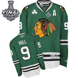 Adult Authentic Chicago Blackhawks Bobby Hull Green 2015 Stanley Cup Official Reebok Jersey