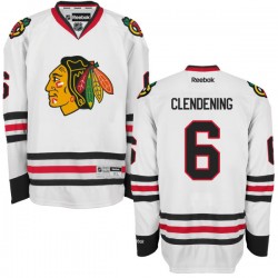 Adult Authentic Chicago Blackhawks Adam Clendening White Away Official Reebok Jersey