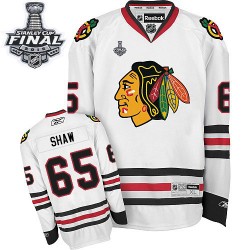 Adult Premier Chicago Blackhawks Andrew Shaw White Away 2015 Stanley Cup Official Reebok Jersey