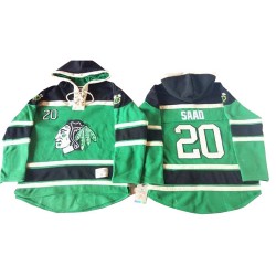 Chicago Blackhawks Brandon Saad Official Green Old Time Hockey Authentic Adult St. Patrick's Day McNary Lace Hoodie Jersey