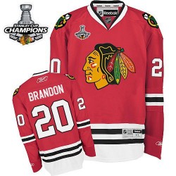 Adult Authentic Chicago Blackhawks Brandon Saad Red 2013 Stanley Cup Champions Official Reebok Jersey