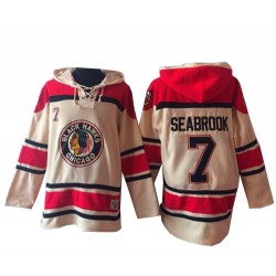 Chicago Blackhawks Brent Seabrook Official Cream Old Time Hockey Premier Adult Sawyer Hooded Sweatshirt Jersey