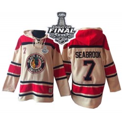 Chicago Blackhawks Brent Seabrook Official Cream Old Time Hockey Authentic Adult Sawyer Hooded Sweatshirt 2015 Stanley Cup Jerse