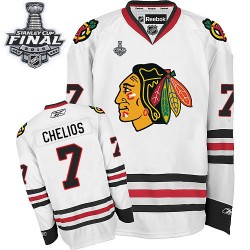 Adult Authentic Chicago Blackhawks Chris Chelios White Away 2015 Stanley Cup Official Reebok Jersey