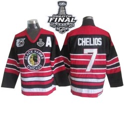 Adult Authentic Chicago Blackhawks Chris Chelios Red/Black Throwback 75TH 2015 Stanley Cup Official CCM Jersey