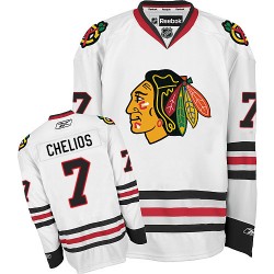 Adult Authentic Chicago Blackhawks Chris Chelios White Away Official Reebok Jersey