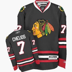 Adult Authentic Chicago Blackhawks Chris Chelios Black Third Official Reebok Jersey
