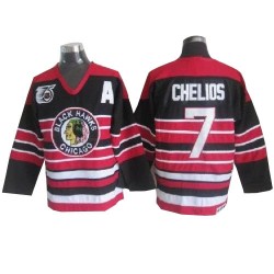 Adult Authentic Chicago Blackhawks Chris Chelios Red/Black Throwback 75TH Official CCM Jersey