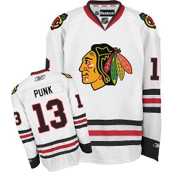 Adult Authentic Chicago Blackhawks CM Punk White Away Official Reebok Jersey