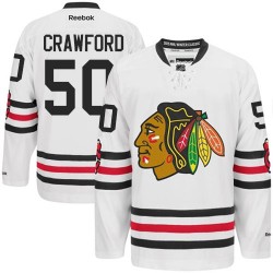 Women's Authentic Chicago Blackhawks Corey Crawford White 2015 Winter Classic Official Reebok Jersey