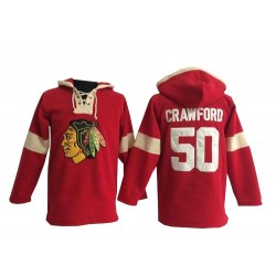 Chicago Blackhawks Corey Crawford Official Red Old Time Hockey Premier Adult Pullover Hoodie Jersey