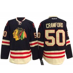 Adult Authentic Chicago Blackhawks Corey Crawford Black 2015 Winter Classic Official Reebok Jersey