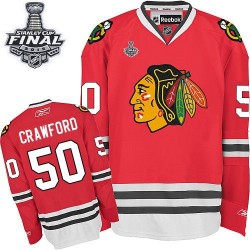 Youth Authentic Chicago Blackhawks Corey Crawford Red Home 2015 Stanley Cup Official Reebok Jersey