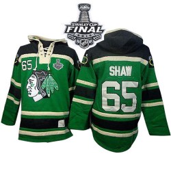 Chicago Blackhawks Andrew Shaw Official Green Old Time Hockey Premier Adult Sawyer Hooded Sweatshirt 2015 Stanley Cup Jersey
