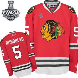 Adult Authentic Chicago Blackhawks David Rundblad Red Home 2015 Stanley Cup Official Reebok Jersey