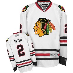 Adult Authentic Chicago Blackhawks Duncan Keith White Away Official Reebok Jersey