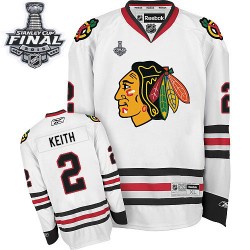 Youth Authentic Chicago Blackhawks Duncan Keith White Away 2015 Stanley Cup Official Reebok Jersey