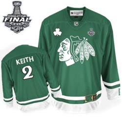 Adult Premier Chicago Blackhawks Duncan Keith Green St Patty's Day 2015 Stanley Cup Official Reebok Jersey