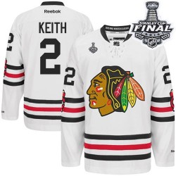 Youth Premier Chicago Blackhawks Duncan Keith White 2015 Winter Classic 2015 Stanley Cup Official Reebok Jersey
