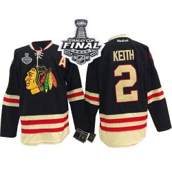 Adult Premier Chicago Blackhawks Duncan Keith Black 2015 Winter Classic 2015 Stanley Cup Official Reebok Jersey