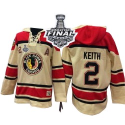 Chicago Blackhawks Duncan Keith Official Cream Old Time Hockey Authentic Adult Sawyer Hooded Sweatshirt 2015 Stanley Cup Jersey
