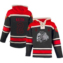 Chicago Blackhawks Duncan Keith Official Black Old Time Hockey Premier Adult Sawyer Hooded Sweatshirt Jersey