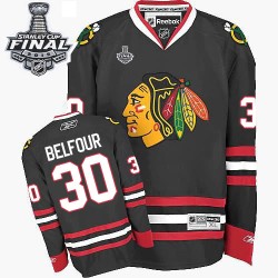 Adult Authentic Chicago Blackhawks ED Belfour Black Third 2015 Stanley Cup Official Reebok Jersey