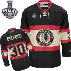 Adult Authentic Chicago Blackhawks ED Belfour Black New Third 2015 Stanley Cup Official Reebok Jersey