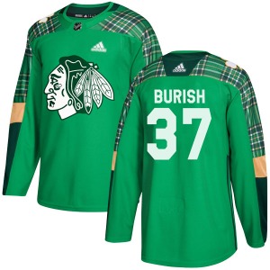 Youth Authentic Chicago Blackhawks Adam Burish Green St. Patrick's Day Practice Official Adidas Jersey