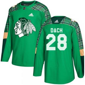 Youth Authentic Chicago Blackhawks Colton Dach Green St. Patrick's Day Practice Official Adidas Jersey