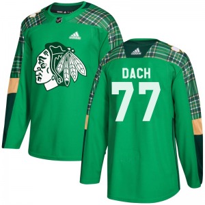 Youth Authentic Chicago Blackhawks Kirby Dach Green St. Patrick's Day Practice Official Adidas Jersey