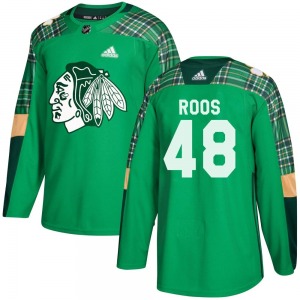 Youth Authentic Chicago Blackhawks Filip Roos Green St. Patrick's Day Practice Official Adidas Jersey