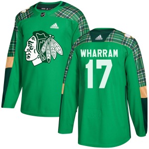 Youth Authentic Chicago Blackhawks Kenny Wharram Green St. Patrick's Day Practice Official Adidas Jersey