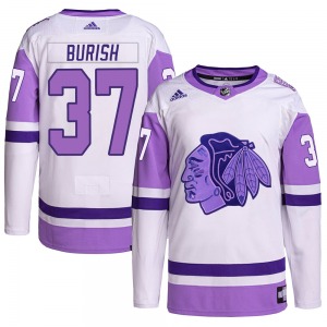 Youth Authentic Chicago Blackhawks Adam Burish White/Purple Hockey Fights Cancer Primegreen Official Adidas Jersey